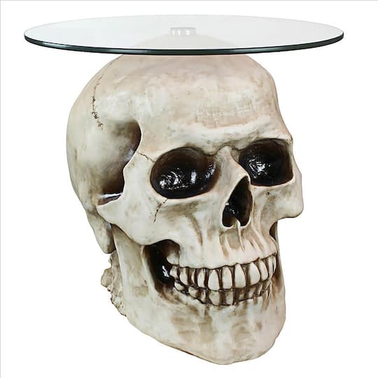 Design Toscano 19.5&#x22; Lost Souls Gothic Skull Glass-Topped Table